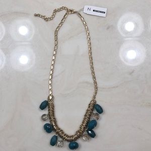 Necklace with Teal and Clear Stones